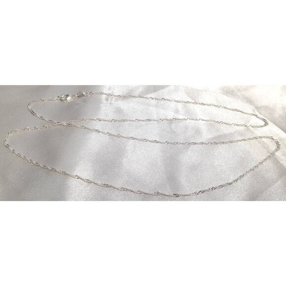 Sterling Silver 925 Plated 28 Inch Water Wave Chain Necklace New Thin 1/16th" - Picture 2 of 4